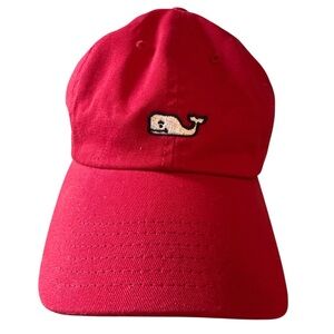 Vineyard Vines Red Hat Cap One Size Strapback Embroidered White Whale Logo